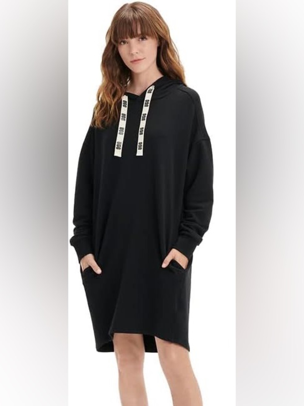 Ugg SZ XS Aderyn Black Hooded Relaxed Sweater Dress